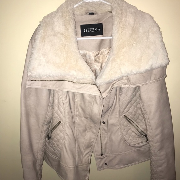 Guess Leather Fur Bomber Jacket - Picture 1 of 3